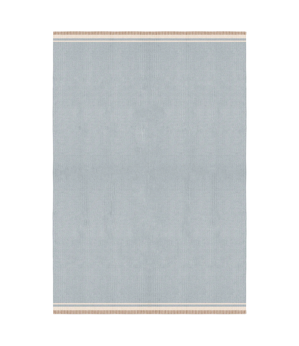 Layered  Röllakan Solid  Wol Vloerkleed - Sky Blue