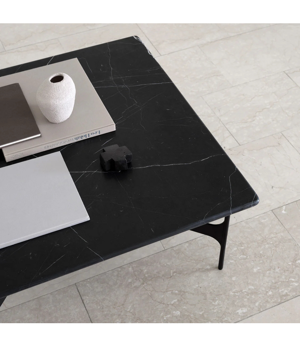 Wendelbo Floema Square Salontafel zwart Nero marmer, zwart voet