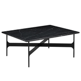 Floema Square Salontafel zwart Nero marmer, zwart voet