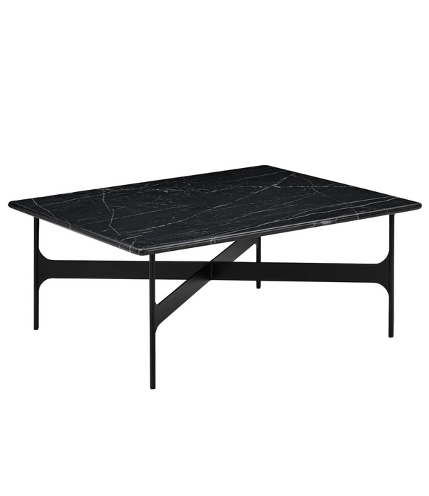Wendelbo Floema Square Salontafel zwart Nero marmer, zwart voet