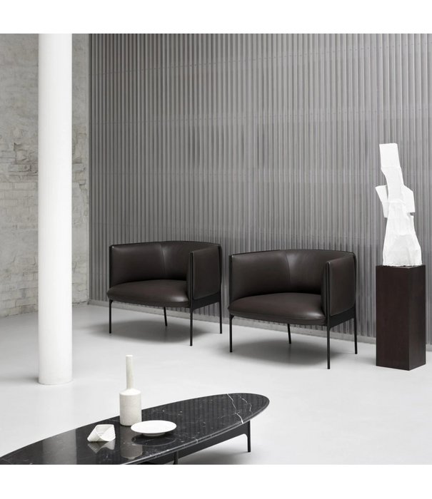Wendelbo Floema Oval Salontafel zwart Nero marmer, zwart voet