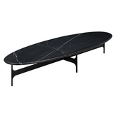 Floema Oval Salontafel zwart Nero marmer, zwart voet