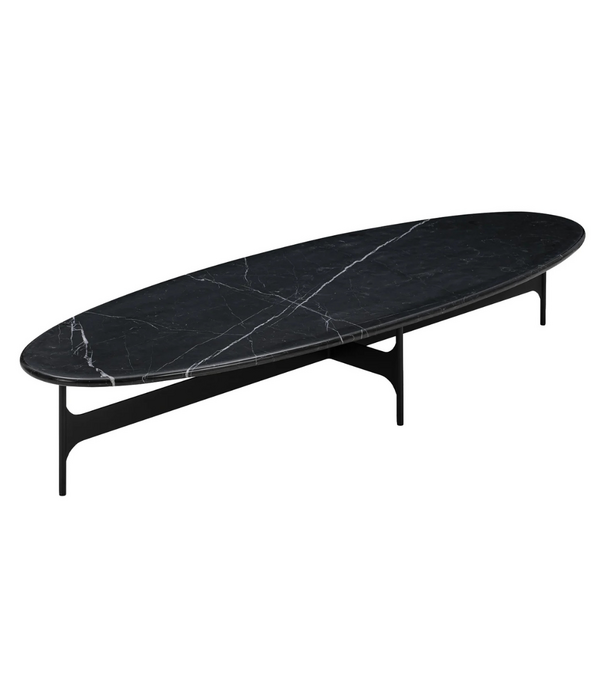 Wendelbo Floema Oval Coffee Table black Nero marble, black base