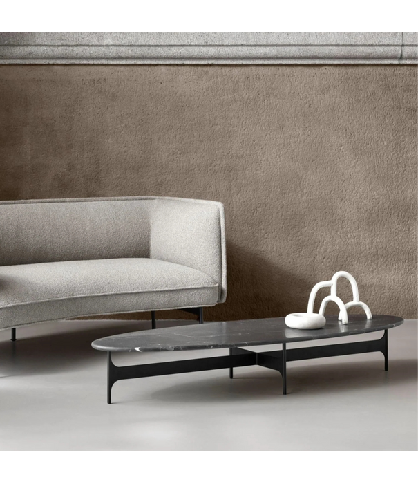 Wendelbo Floema Oval Coffee Table black Nero marble, black base