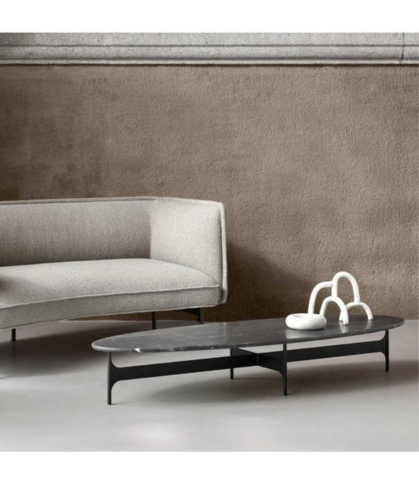 Wendelbo Floema Oval Salontafel zwart Nero marmer, zwart voet