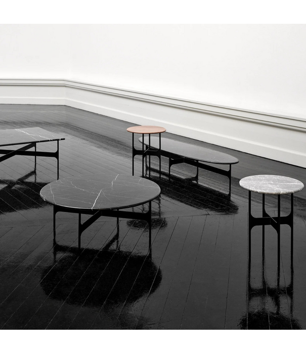 Wendelbo Floema Oval Salontafel zwart Nero marmer, zwart voet