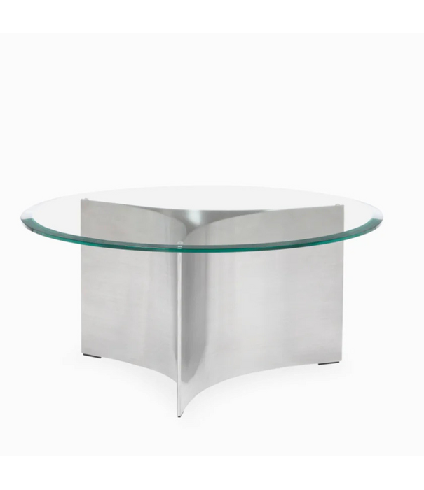 Wendelbo Arc Bijzettafel Medium staal, glas top