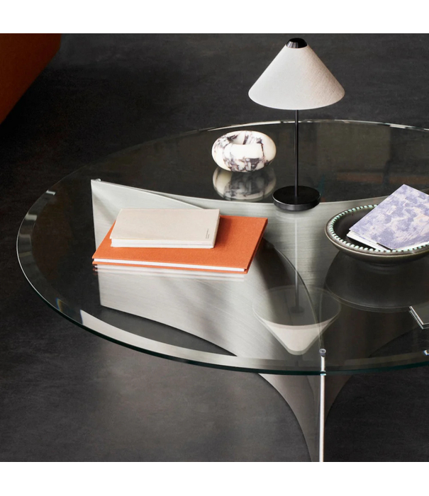 Wendelbo Arc Bijzettafel Medium staal, glas top