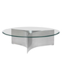 Arc Salontafel Large staal, glas top