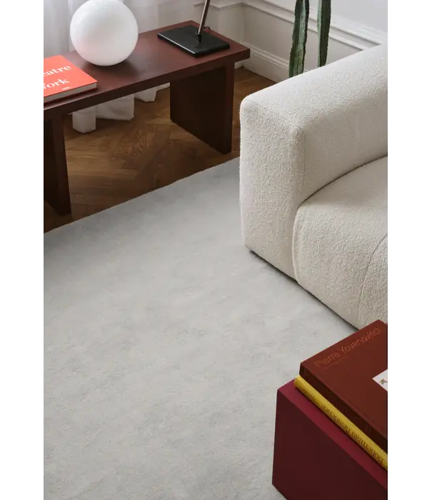 Layered  Solid Wool  Wool Rug - Bone White