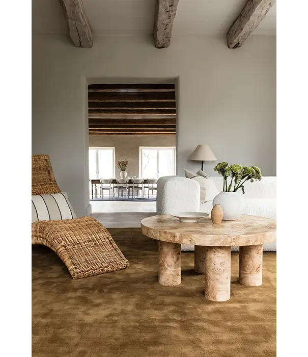 Layered  Solid Wool  Wool Rug - Ochre