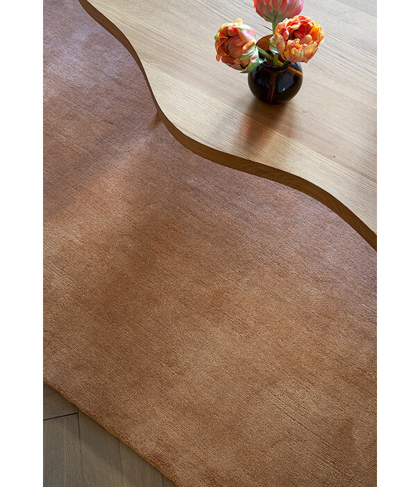 Layered  Solid Wool  Wool Rug - Caramel