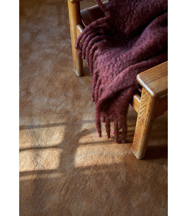 Layered  Solid Wool  Wool Rug - Caramel