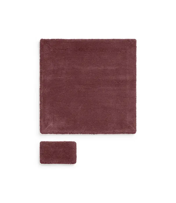Layered  Solid Wool  Wool Rug - Ruby Red