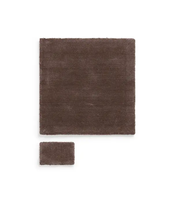 Layered  Solid Wool  Wool Rug - Chicory Coffee