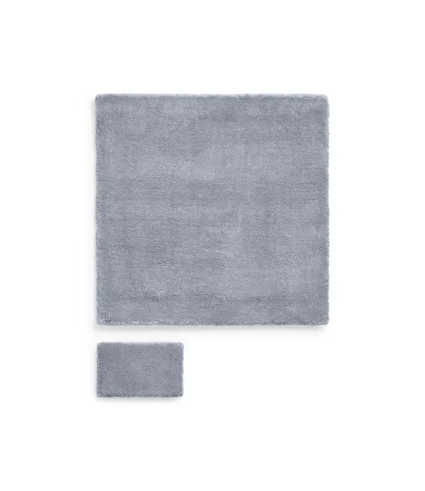 Layered  Solid Wool  Wool Rug - Sky Blue