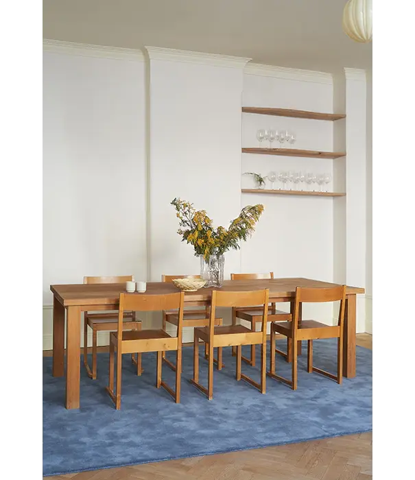 Layered  Solid Wool  Wool Rug - Cornflower Blue