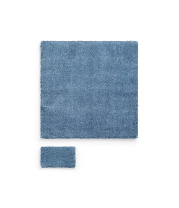 Layered  Solid Wool  Wool Rug - Cornflower Blue