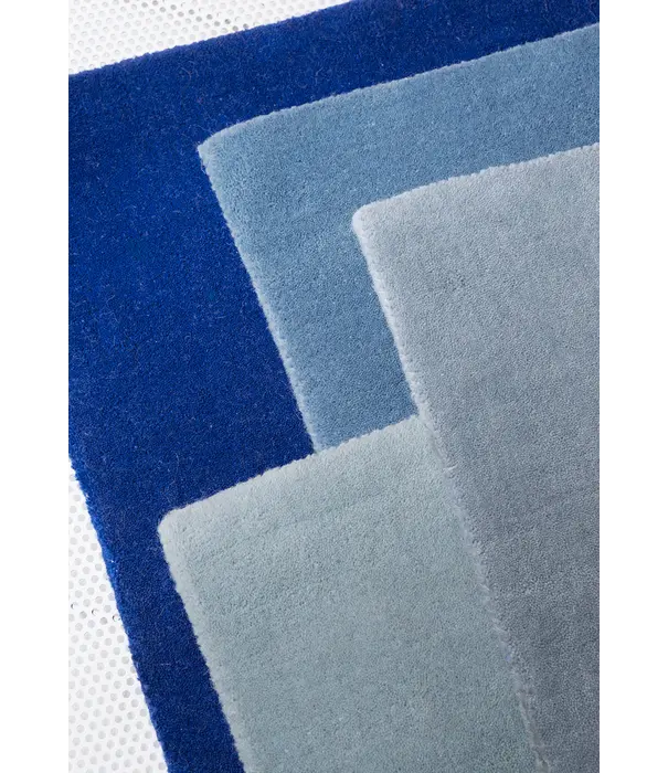 Layered  Solid Wool  Wool Rug - Cornflower Blue