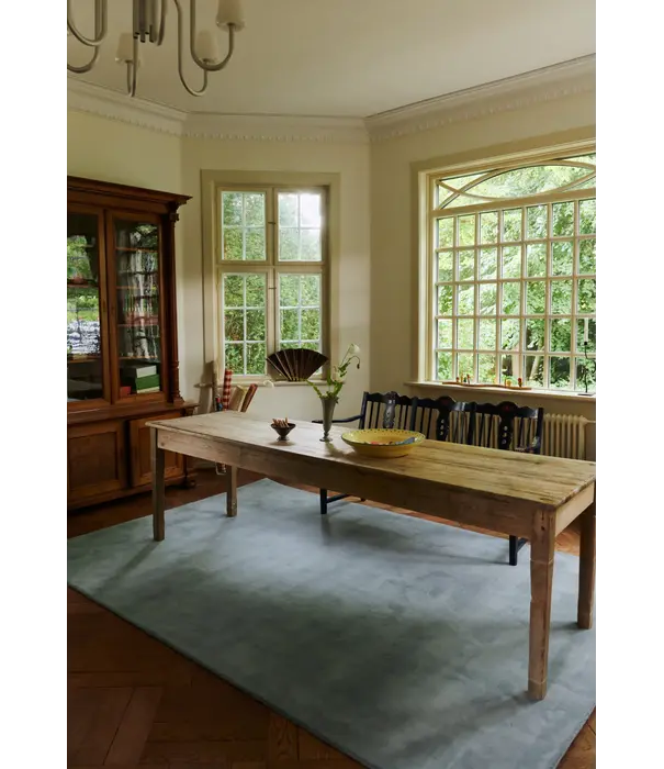 Layered  Solid Wool  Wool Rug - Blue Clair