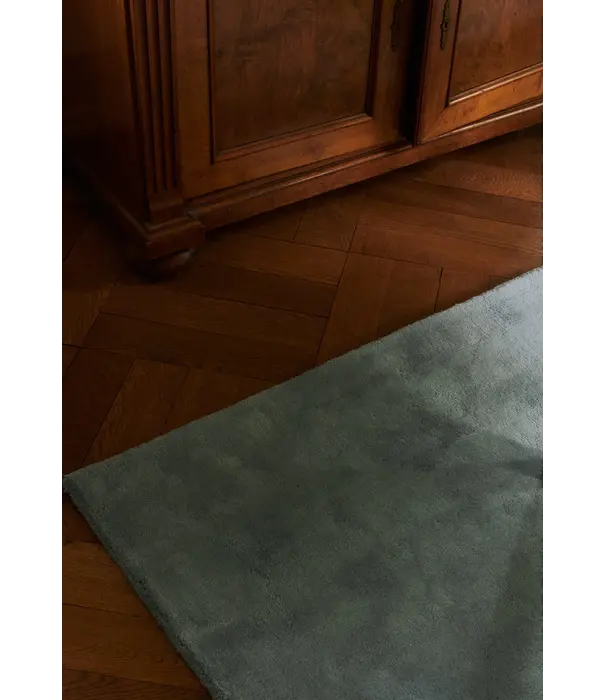 Layered  Solid Wool  Wool Rug - Blue Clair