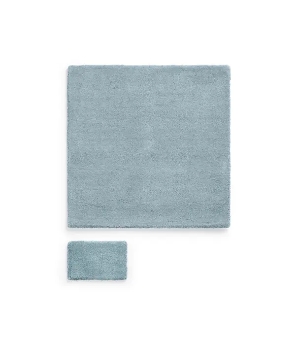 Layered  Solid Wool  Wool Rug - Blue Clair