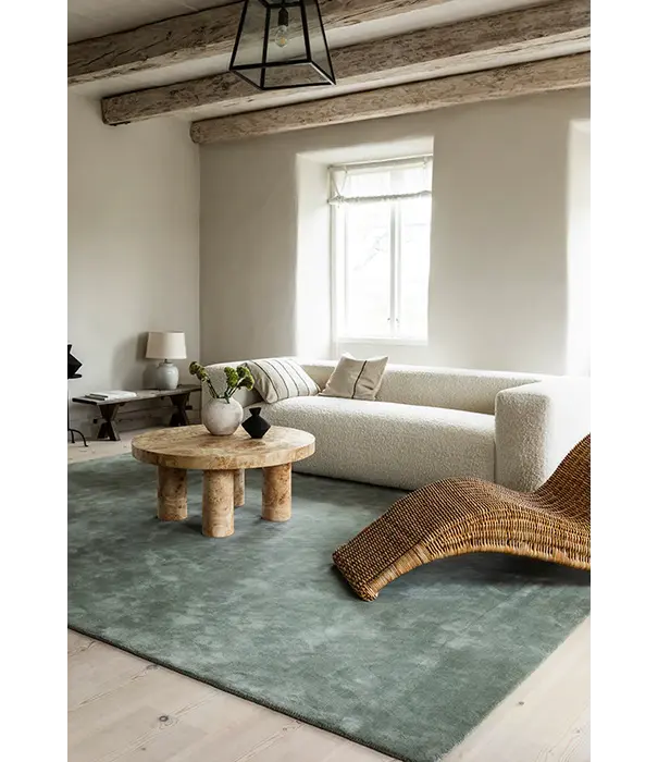 Layered  Solid Wool  Wool Rug - Sage