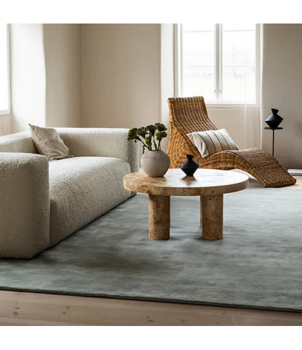 Layered  Solid Wool Rug - Sage