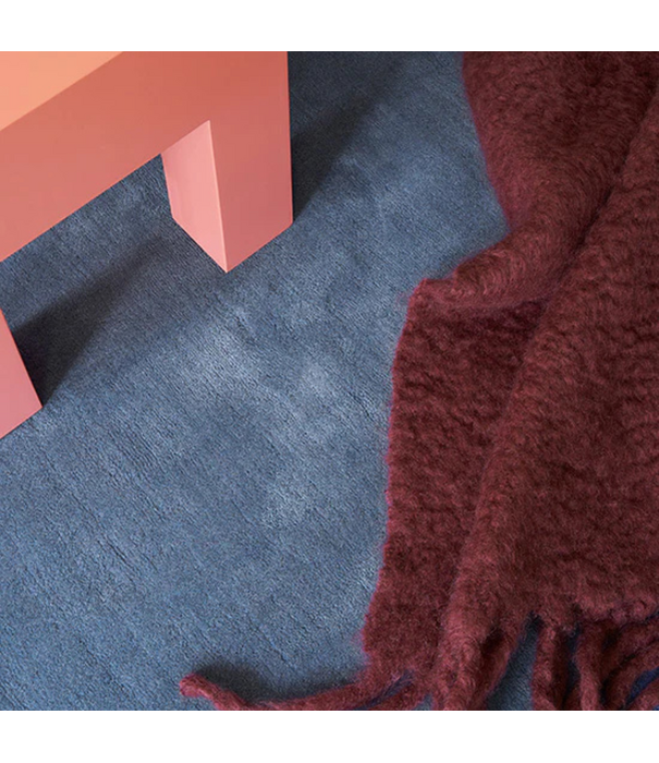 Layered  Solid Wool Rug - Cornflower Blue