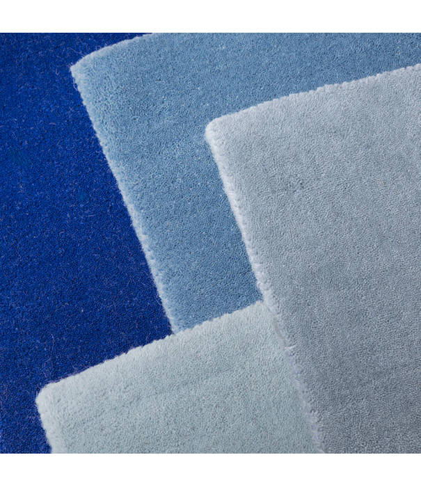 Layered  Solid Wool Rug - Sky Blue