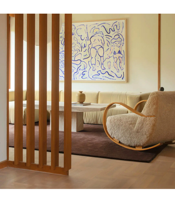 Layered  Solid Wool  Wool Rug - Chicory Coffee
