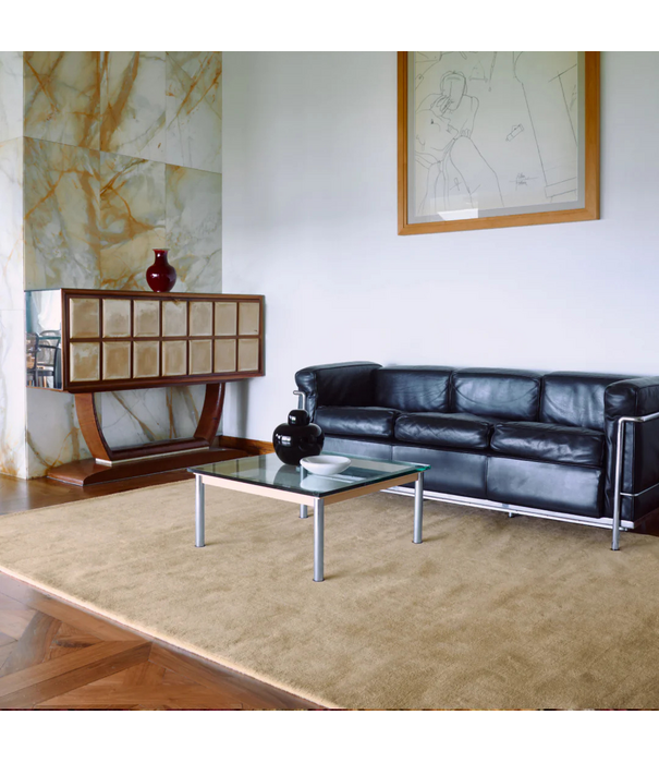 Layered  Solid Wool Rug - Soft Yellow
