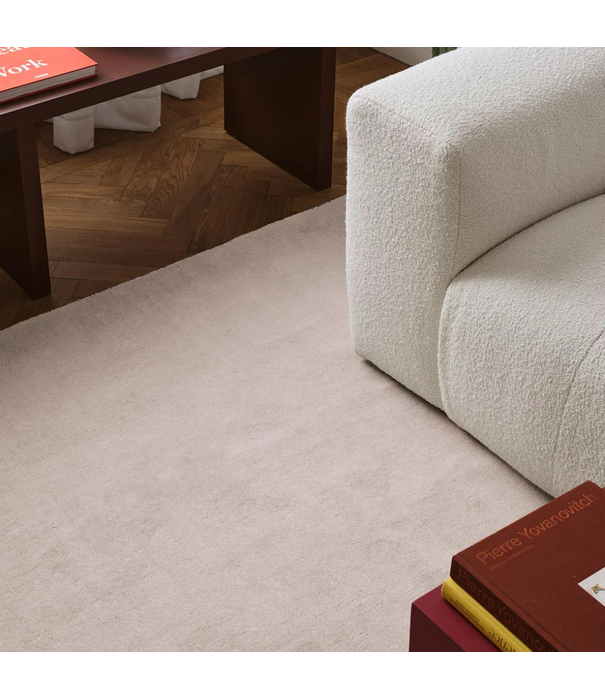 Layered  Solid Wool Rug - Oatmeal