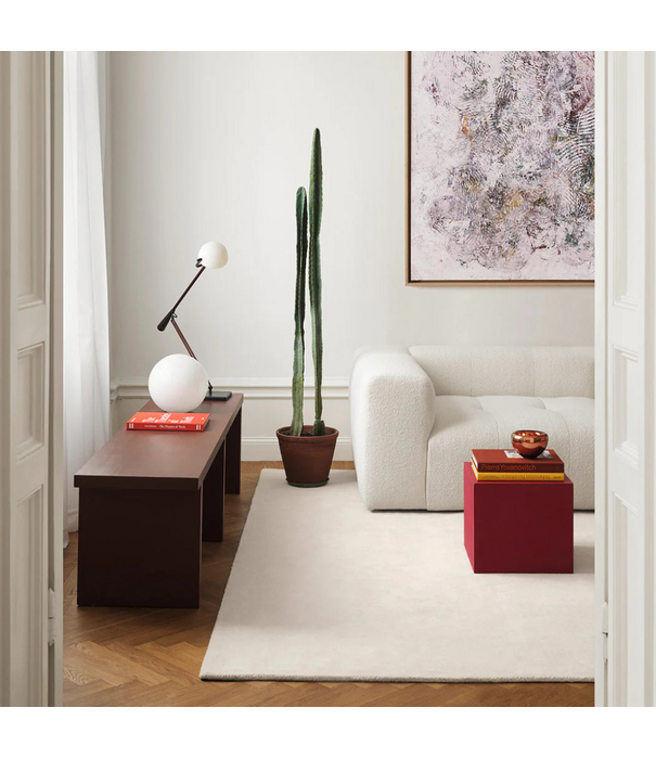 Layered  Solid Wool Rug - Bone White