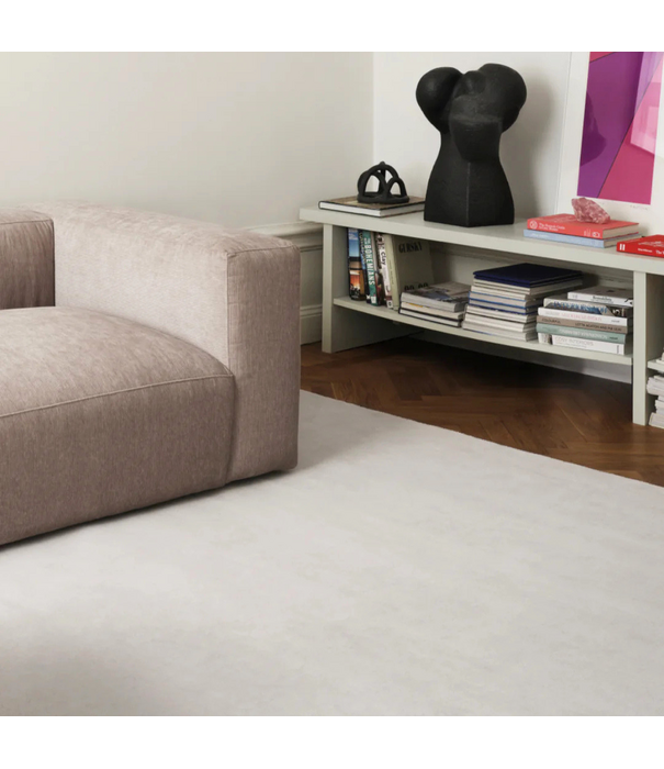 Layered  Solid Wool Rug - Bone White