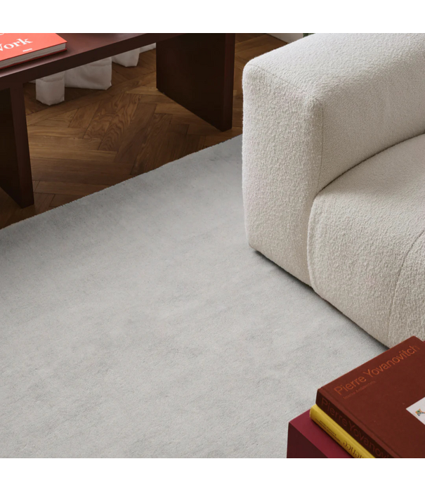 Layered  Solid Wool Rug - Bone White