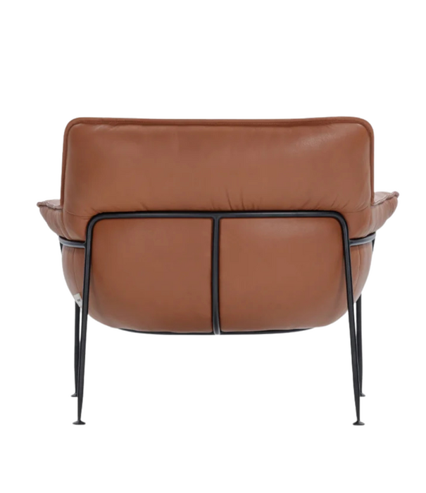 Wendelbo Duvet Lounge Stoel zwart staal, Parma leer cognac