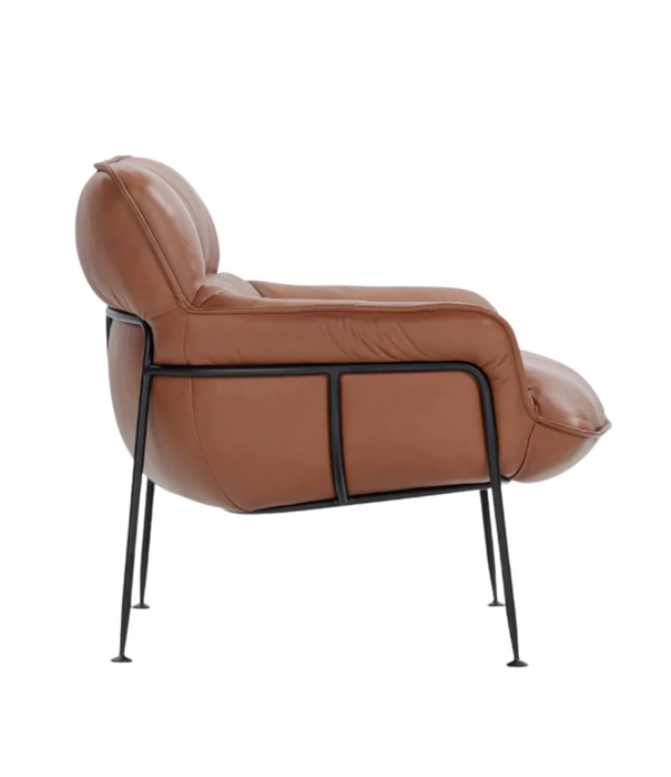Wendelbo Duvet Lounge Stoel zwart staal, Parma leer cognac