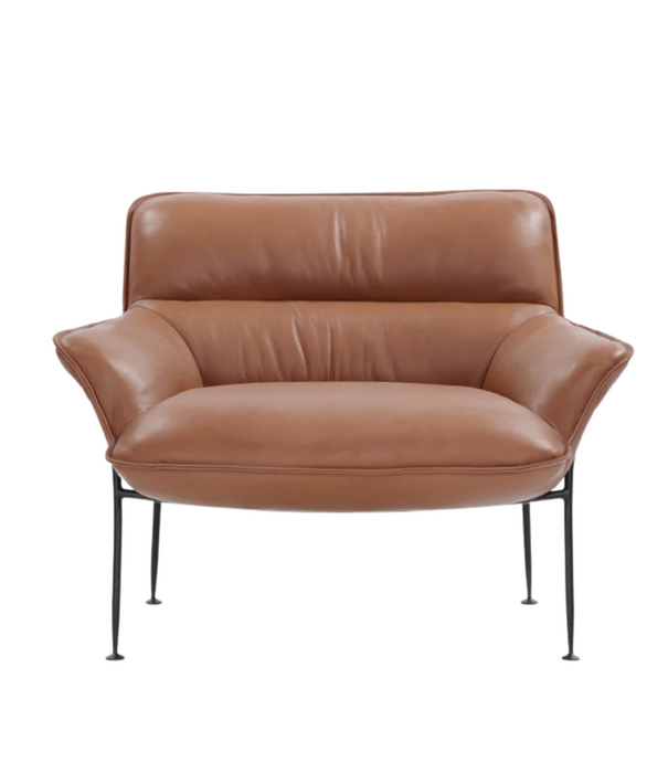 Wendelbo Duvet Lounge Chair black steel, Parma leather cognac
