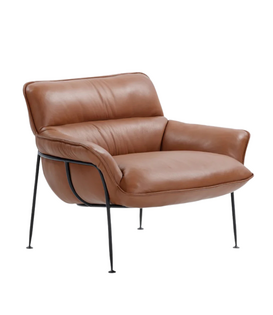 Duvet Lounge Stoel zwart staal, Parma leer cognac
