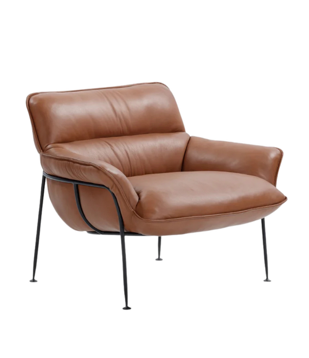 Wendelbo Duvet Lounge Chair black steel, Parma leather cognac