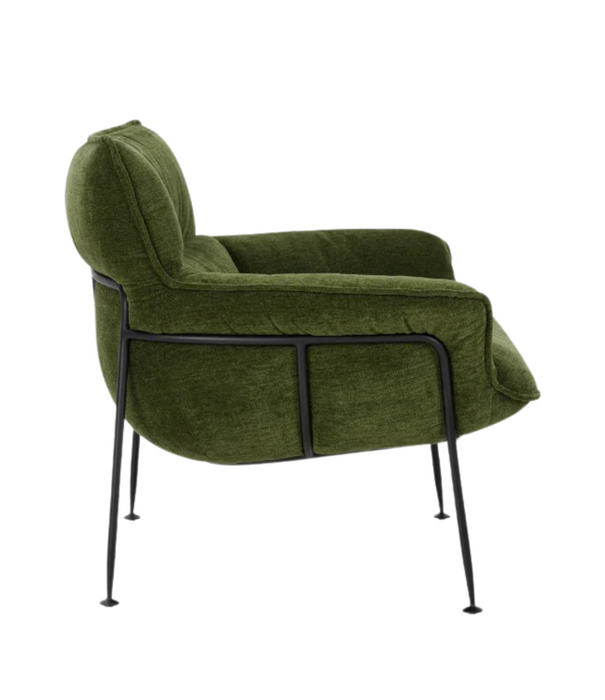 Wendelbo Duvet Lounge Stoel zwart staal, Zest 6 green