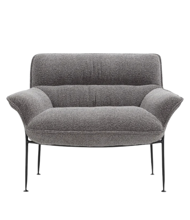 Wendelbo Duvet Lounge Stoel zwart staal, Spectrum 14 grey melange