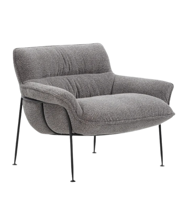 Wendelbo Duvet Lounge Stoel zwart staal, Spectrum 14 grey melange