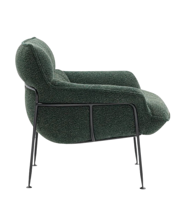 Wendelbo Duvet Lounge Stoel zwart staal, Spectrum 10 green