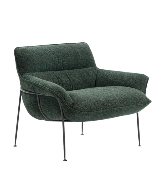 Wendelbo Duvet Lounge Stoel zwart staal, Spectrum 10 green