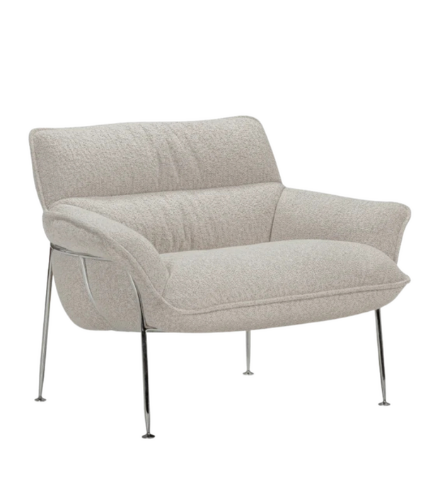 Wendelbo Duvet Lounge Stoel chrome, Bosa 04 cream / grey