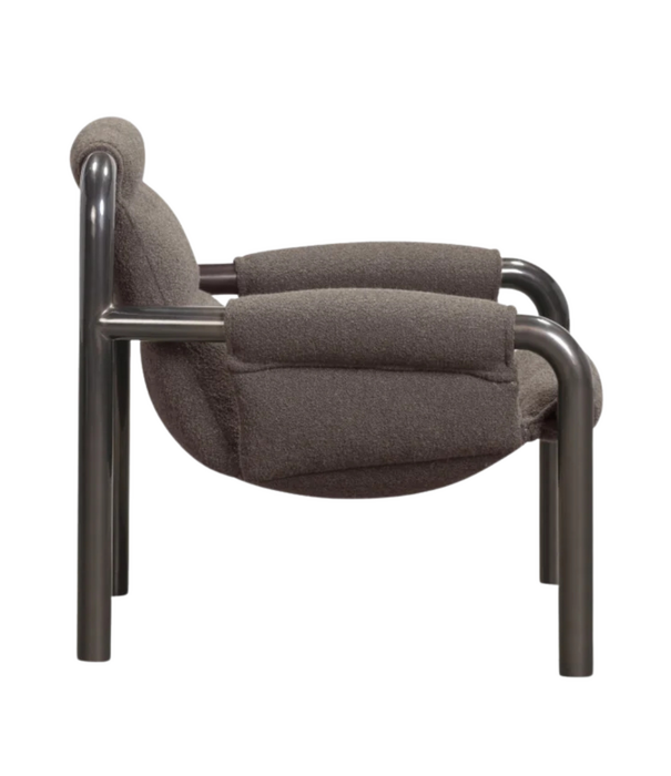 Wendelbo Atli Lounge Stoel donkergrijs gelakt frame, Cuddle 06 brown