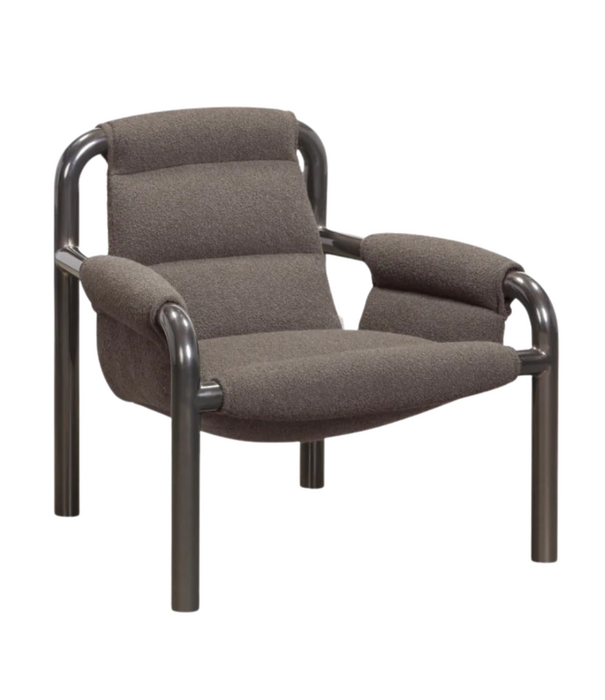 Wendelbo Atli Lounge Chair dark grey lacquered legs, Cuddle 06 brown