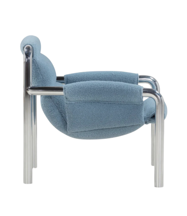Wendelbo Atli Lounge Stoel chrome frame, Baru 740 blauw